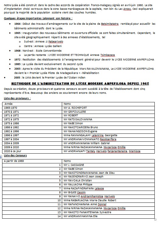 Historique LMA